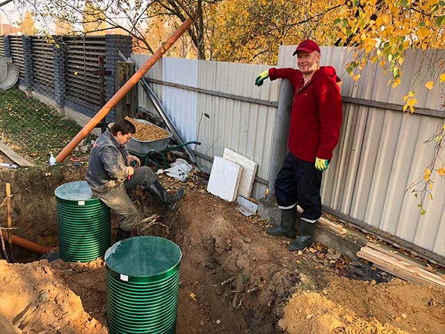 Монтаж станции био очистки